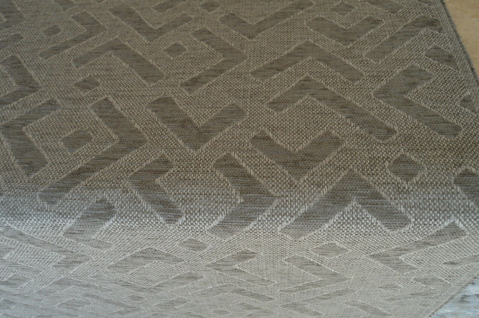 Fabric Upholstery Grey Beige Greige Geometric Chenille Weave Material 