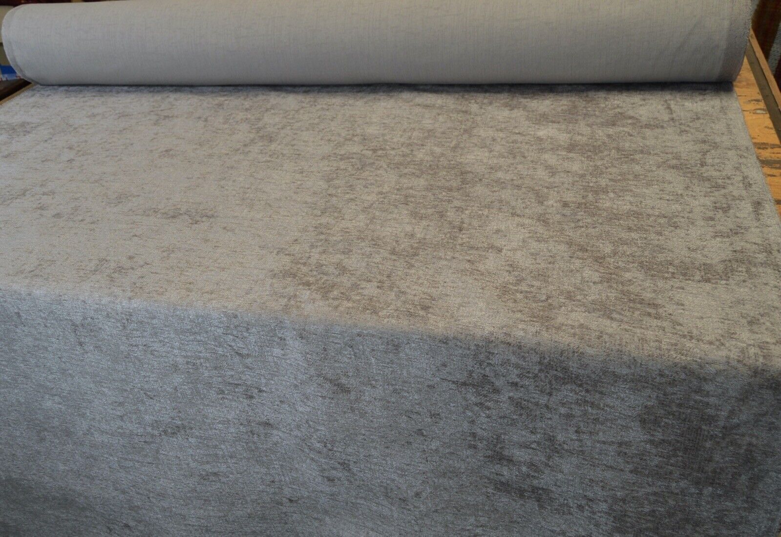 upholstery fabric Carlton plain silver chenille material robust