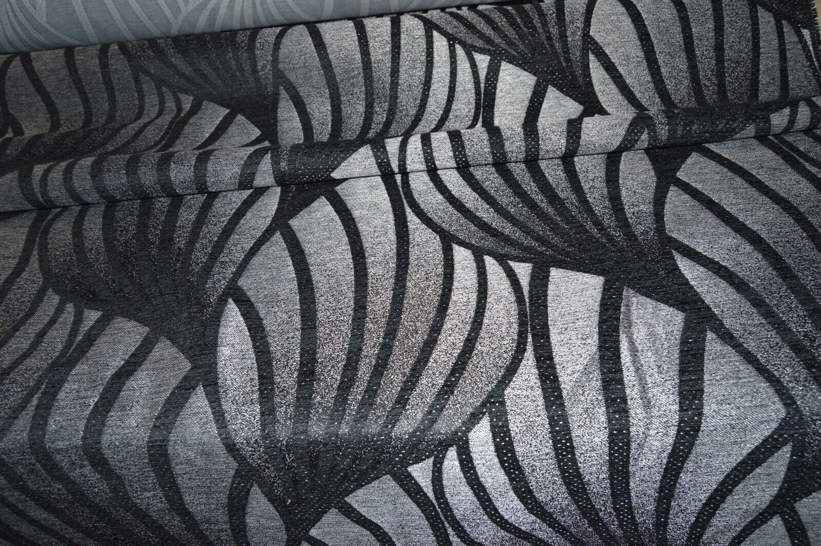 upholstery fabric black silver geometric design chenille robust durable - Image 11
