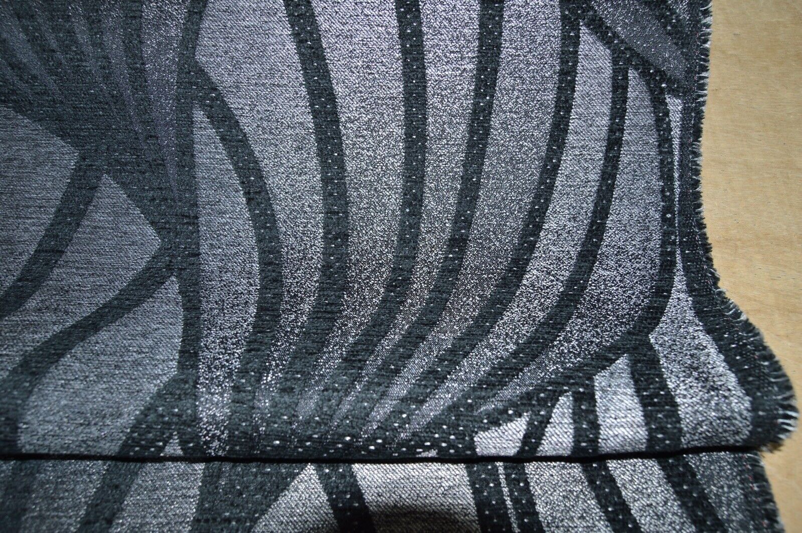upholstery fabric black silver geometric design chenille robust durable - Image 12