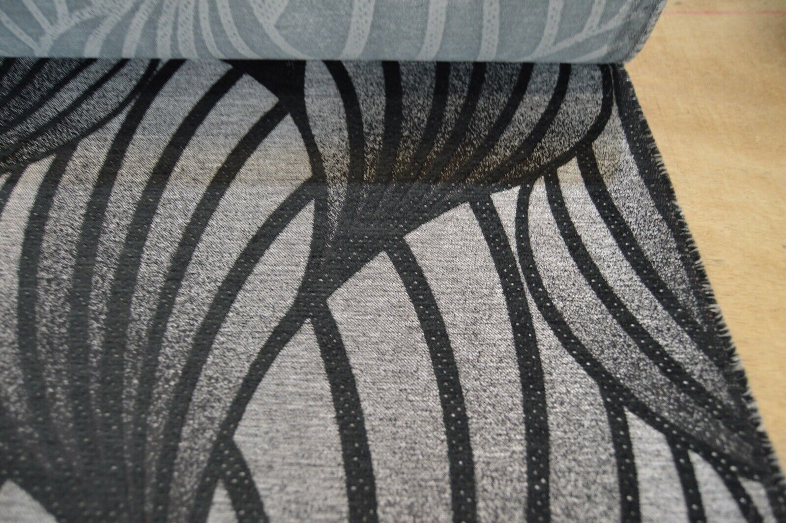upholstery fabric black silver geometric design chenille robust durable - Image 5