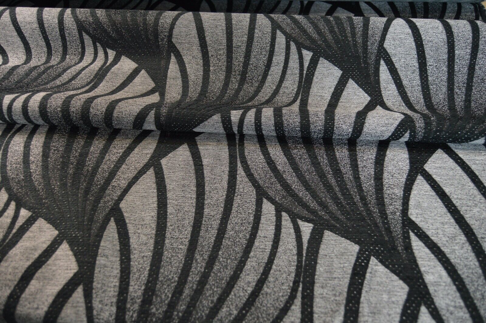 upholstery fabric black silver geometric design chenille robust durable - Image 6