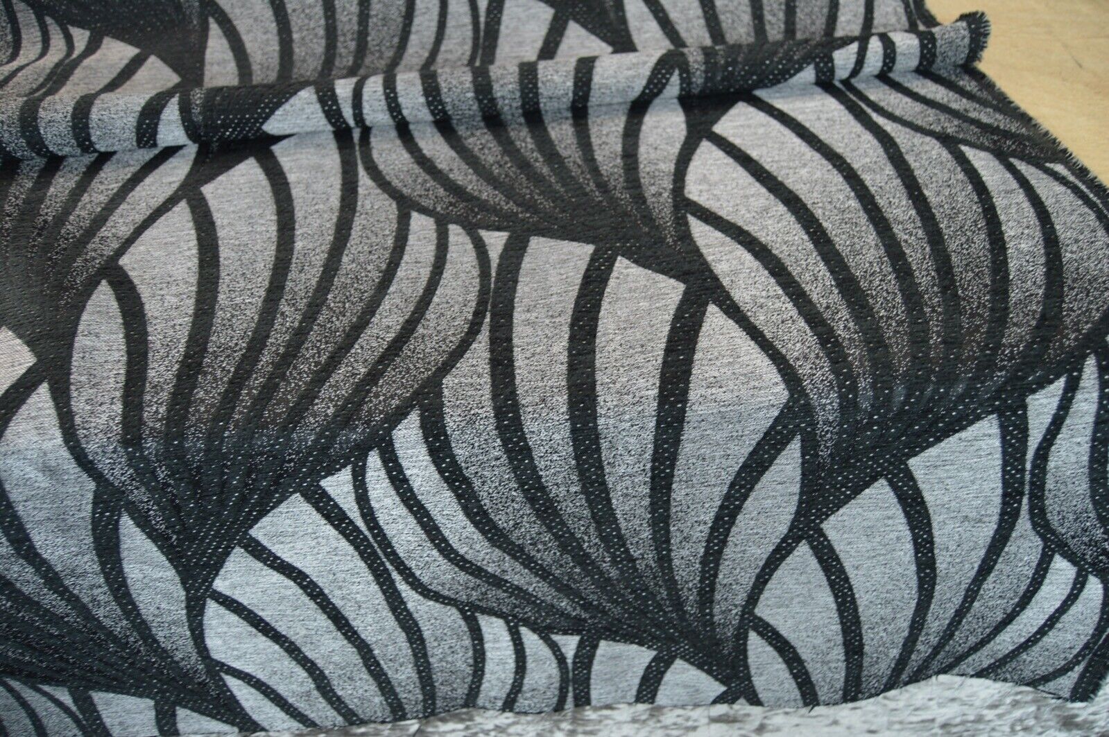 upholstery fabric black silver geometric design chenille robust durable - Image 8