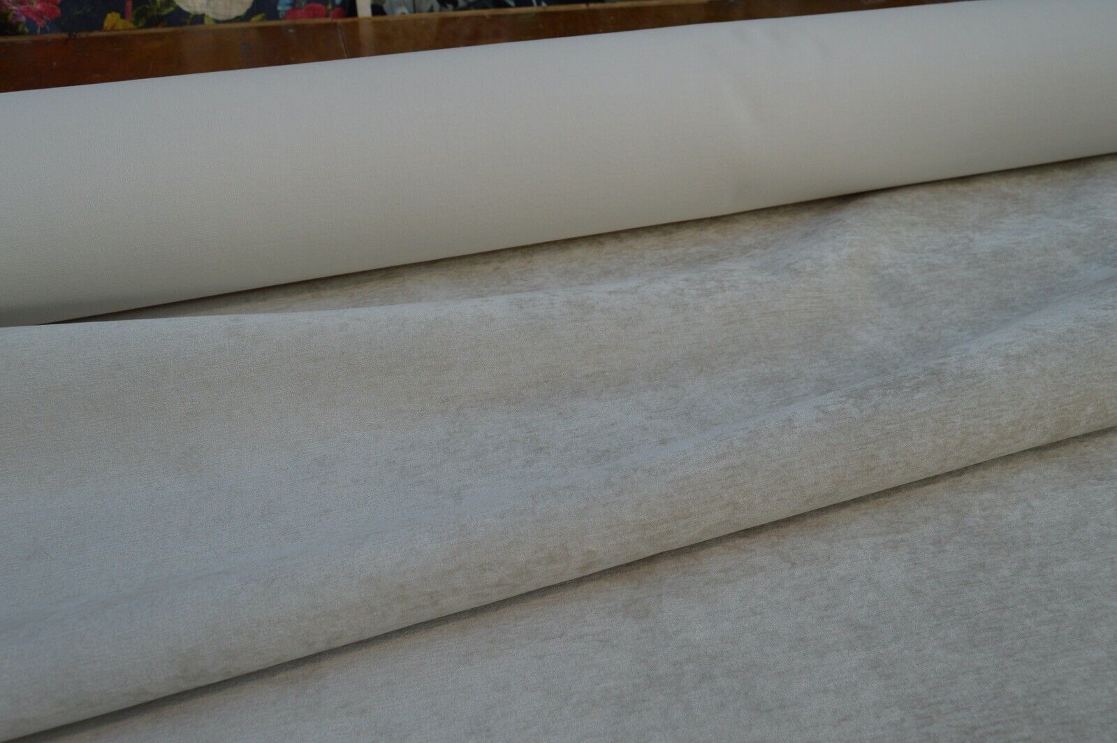 upholstery fabric cream crush velvety effect chenille durable robust - Image 3