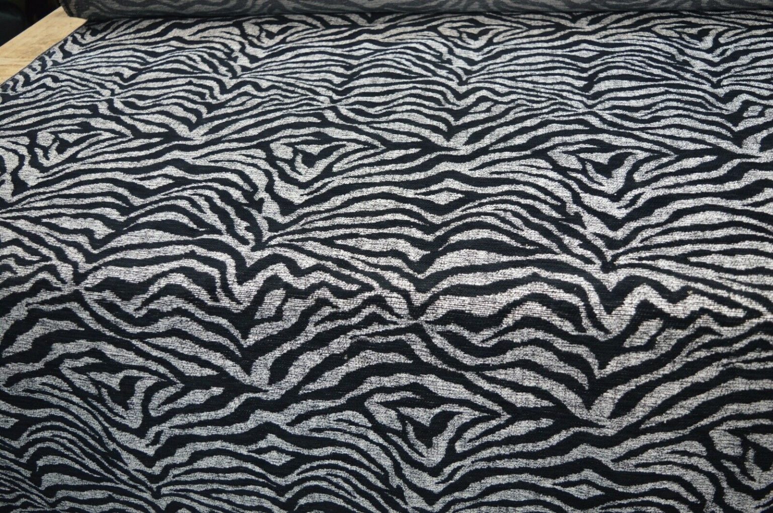 upholstery fabric modern zebra design chenille black white robust