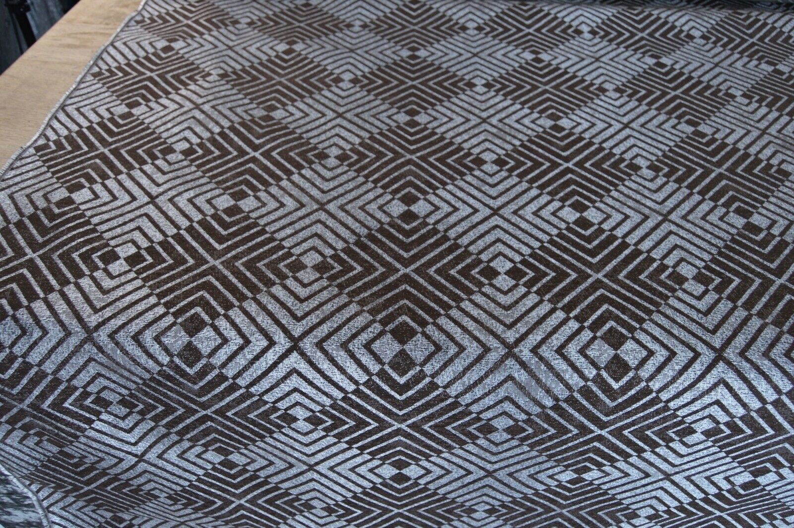 fabric upholstery material chenille geometric brown chocolate cream robust - Image 3