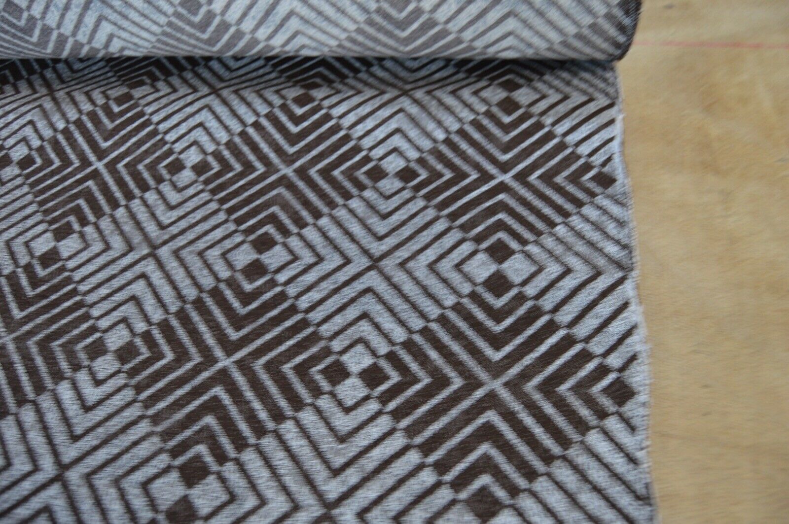 fabric upholstery material chenille geometric brown chocolate cream robust - Image 5