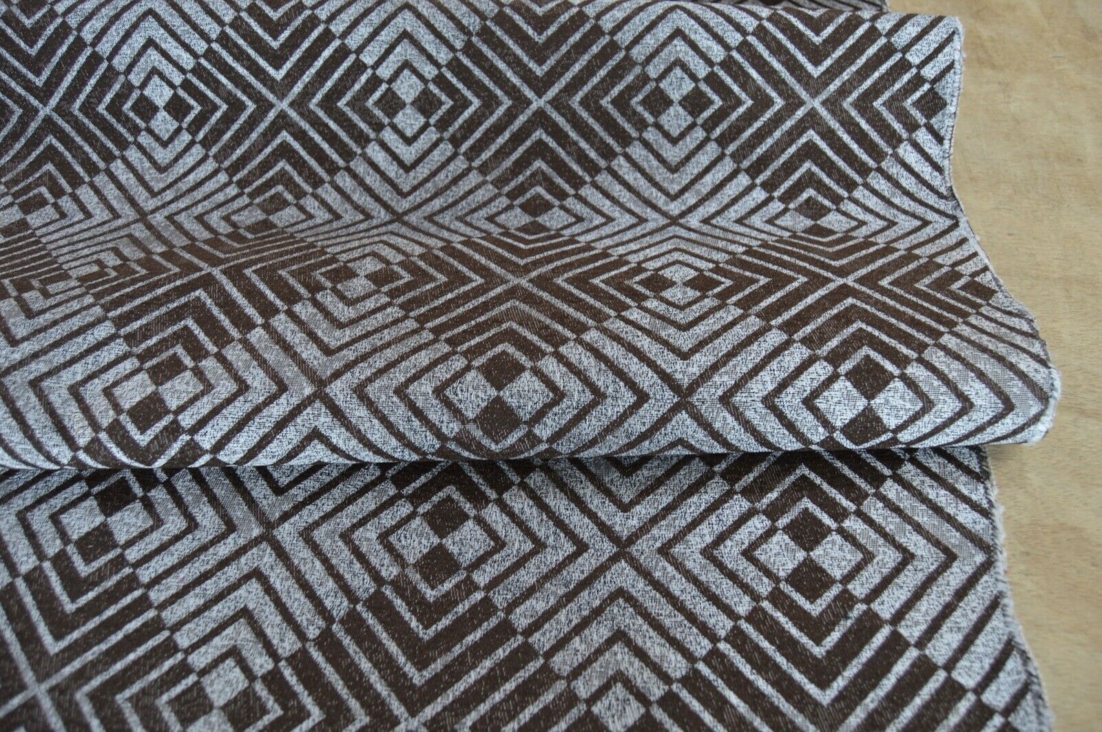 fabric upholstery material chenille geometric brown chocolate cream robust - Image 6