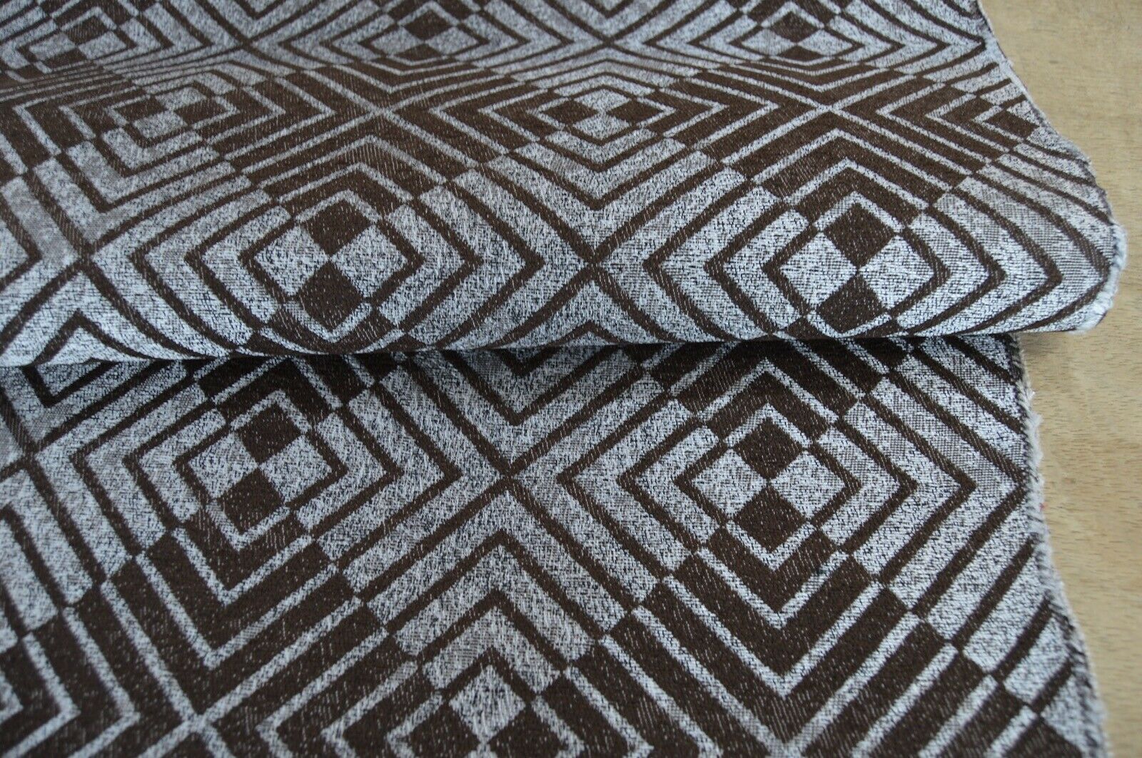 fabric upholstery material chenille geometric brown chocolate cream robust - Image 7