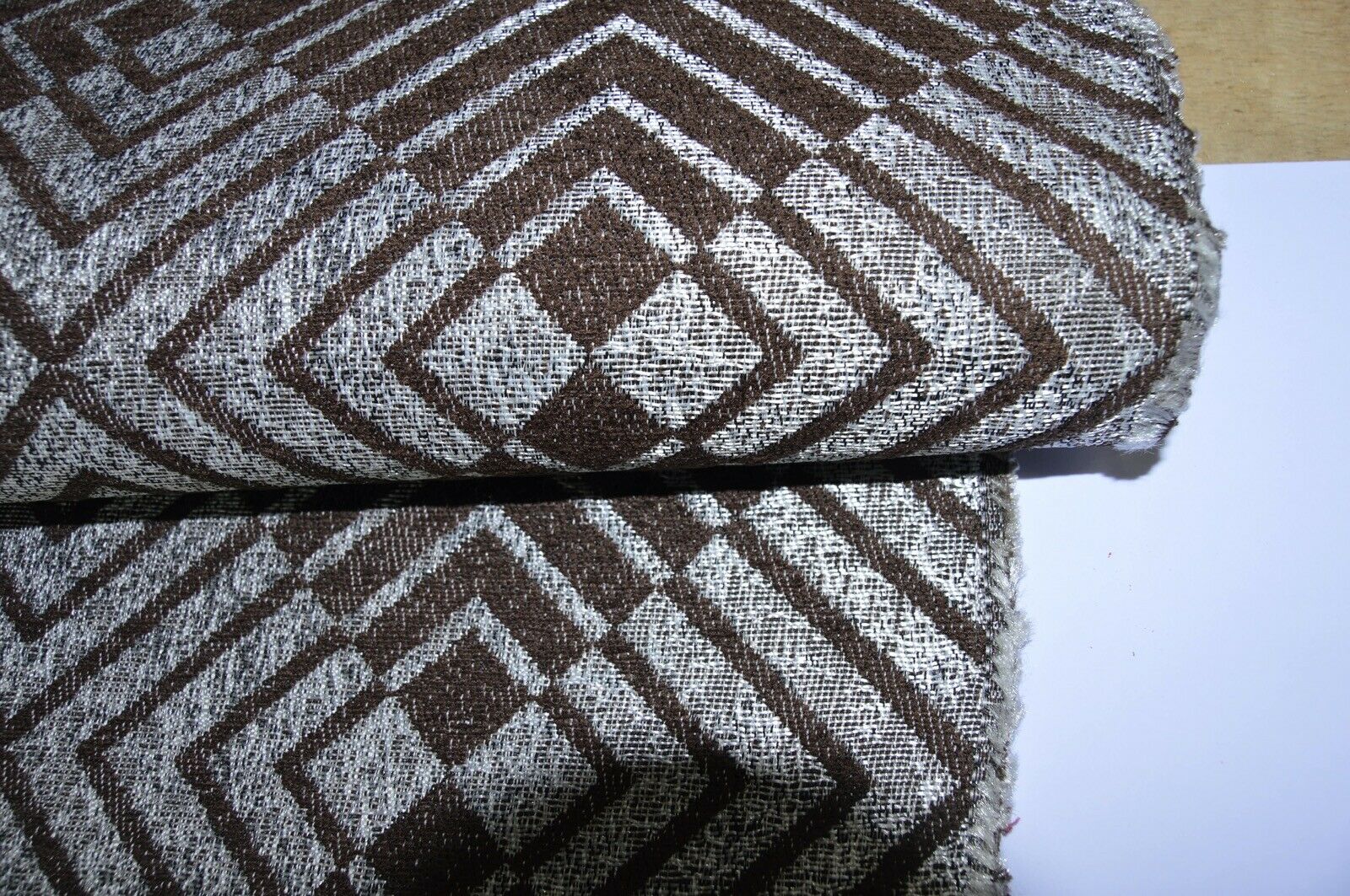 fabric upholstery material chenille geometric brown chocolate cream robust - Image 8