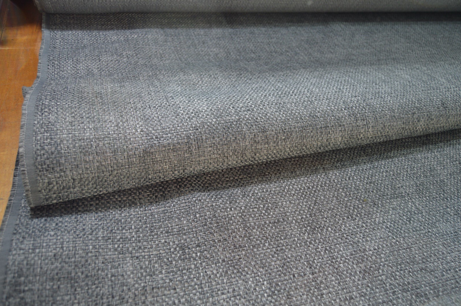 upholstery fabric mid grey basket weave thick & robust