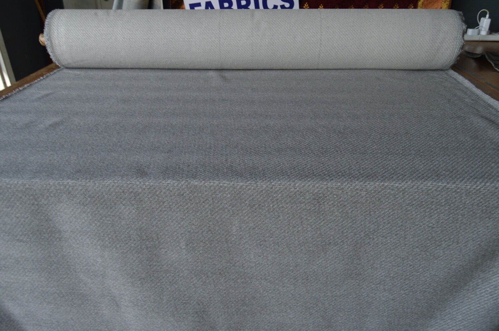 upholstery fabric mid to ash grey chenille effect robust slight pattern - Image 6