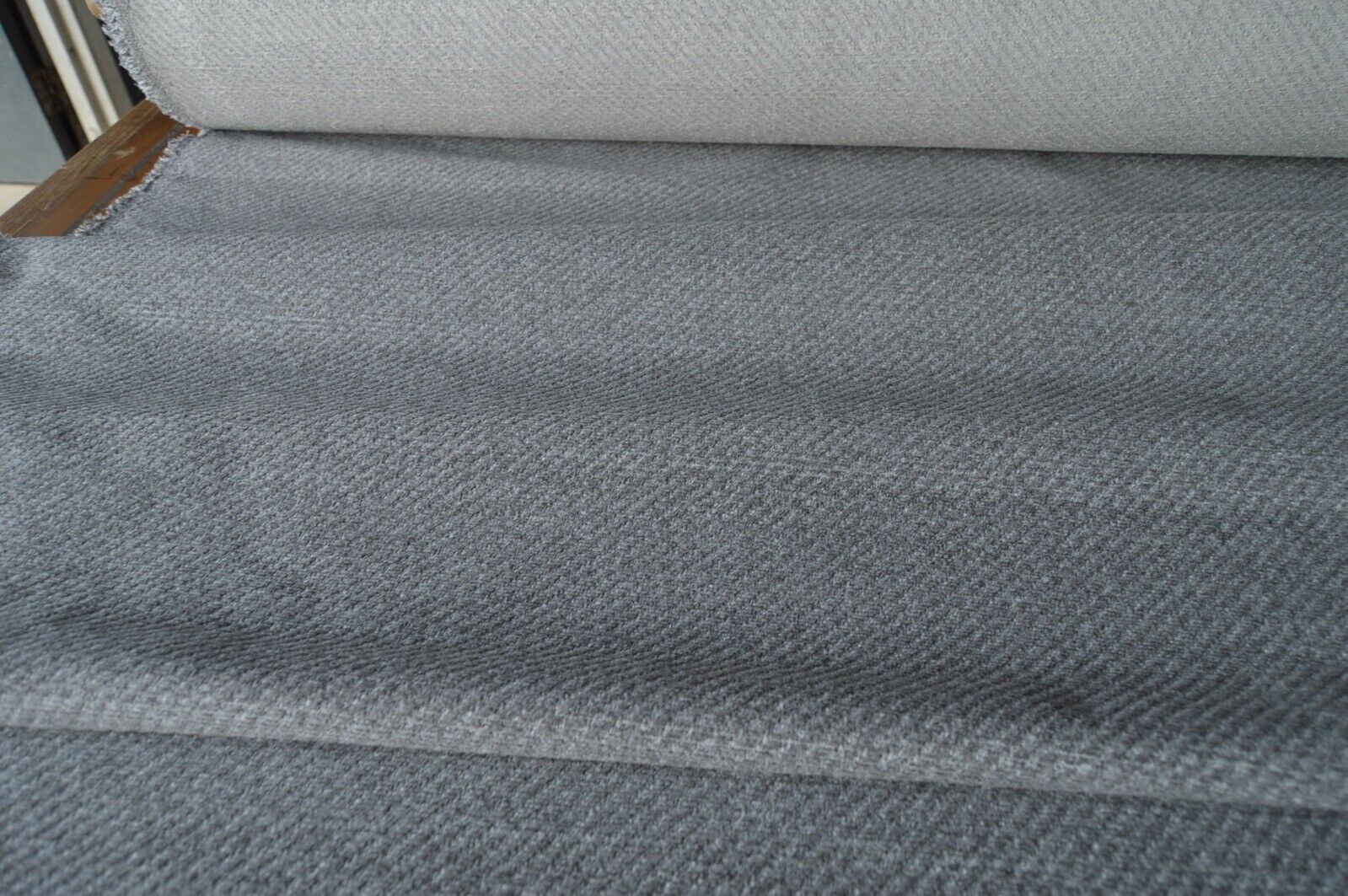upholstery fabric mid to ash grey chenille effect robust slight pattern