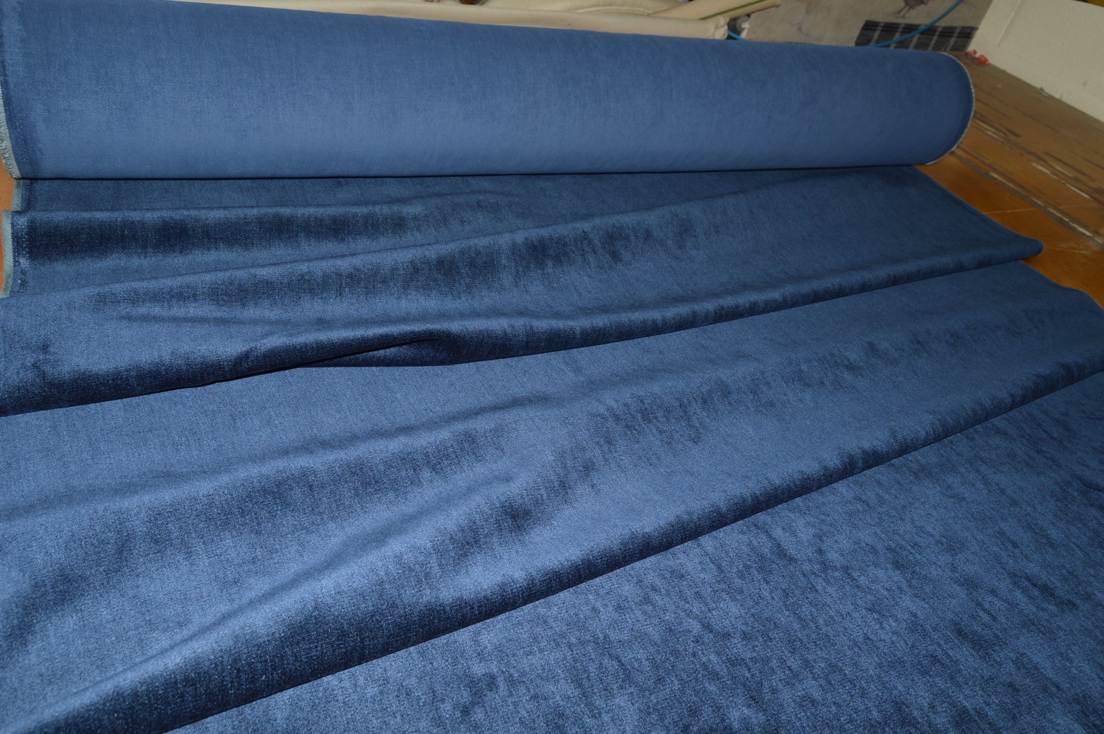 upholstery fabric navy blue thick textured soft chenille robust durable