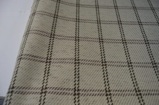 biscuit beige upholstery fabric check chenille checked robust thick - Image 3