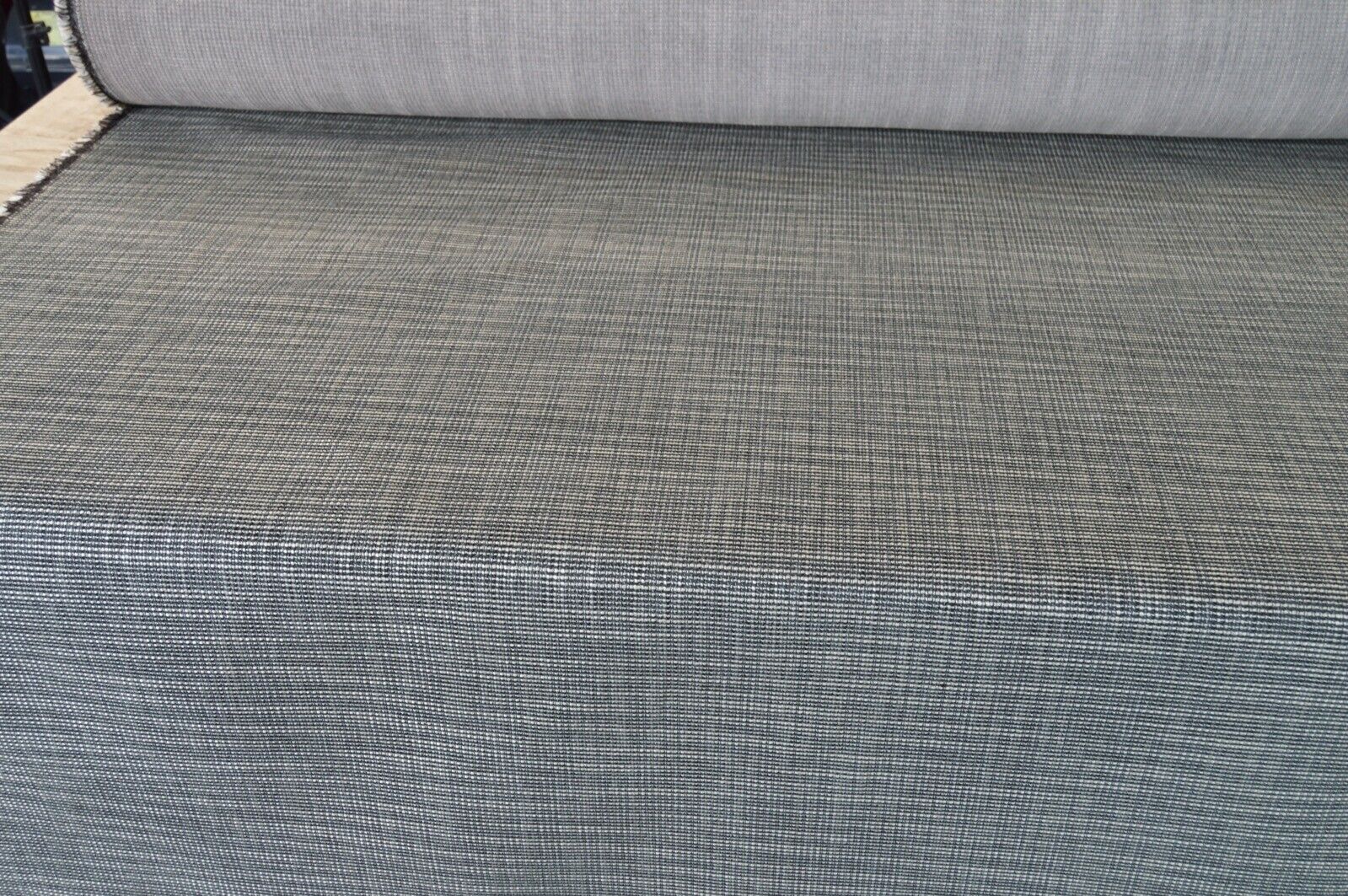 fabric upholstery charcoal beige textured weave material robust thick durable - Image 13