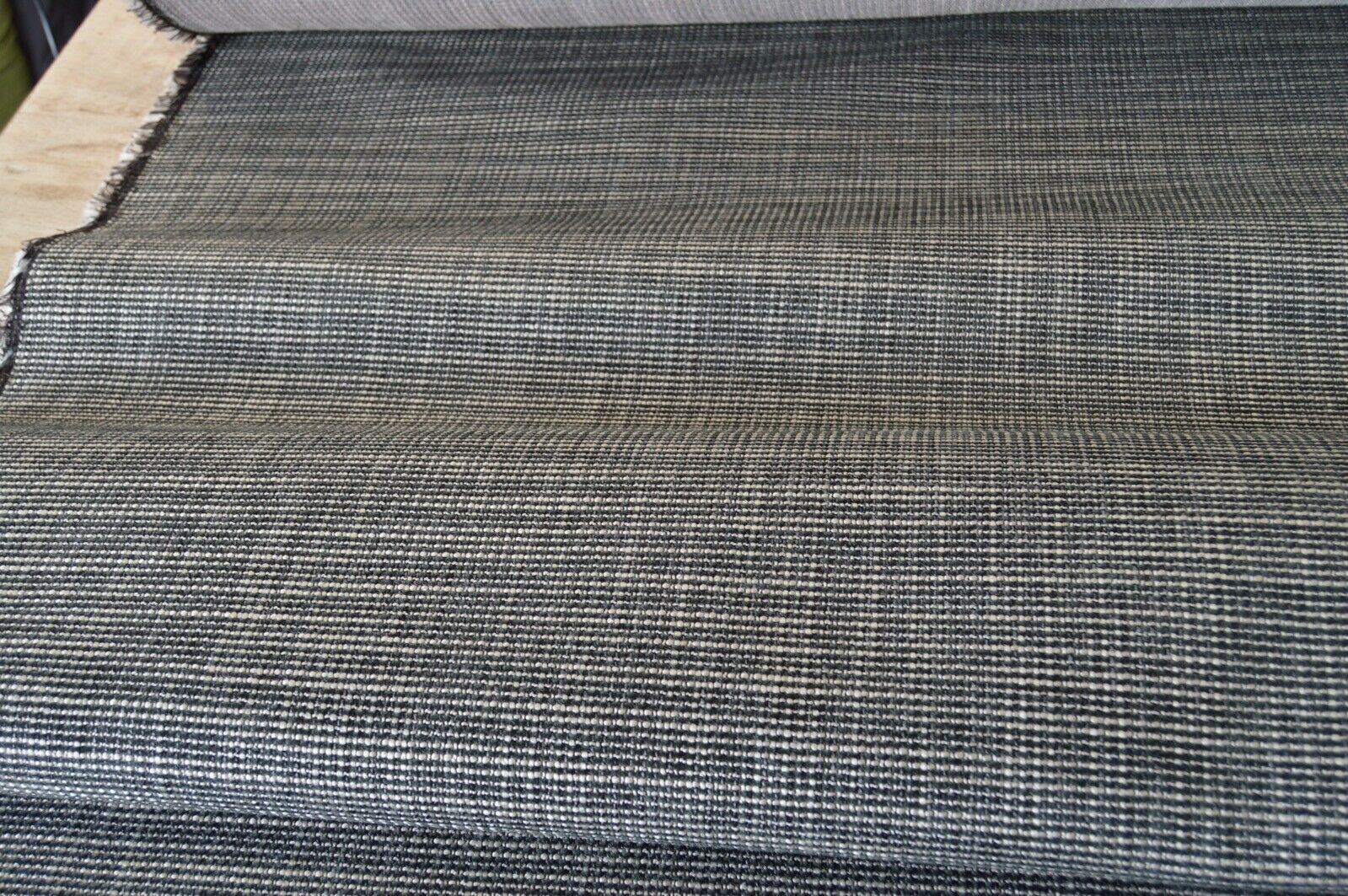 fabric upholstery charcoal beige textured weave material robust thick durable - Image 10