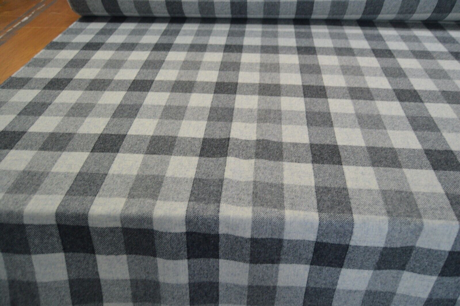 fabric wool upholstery Art of the loom Charcoal Rupert range check plaid - Image 3