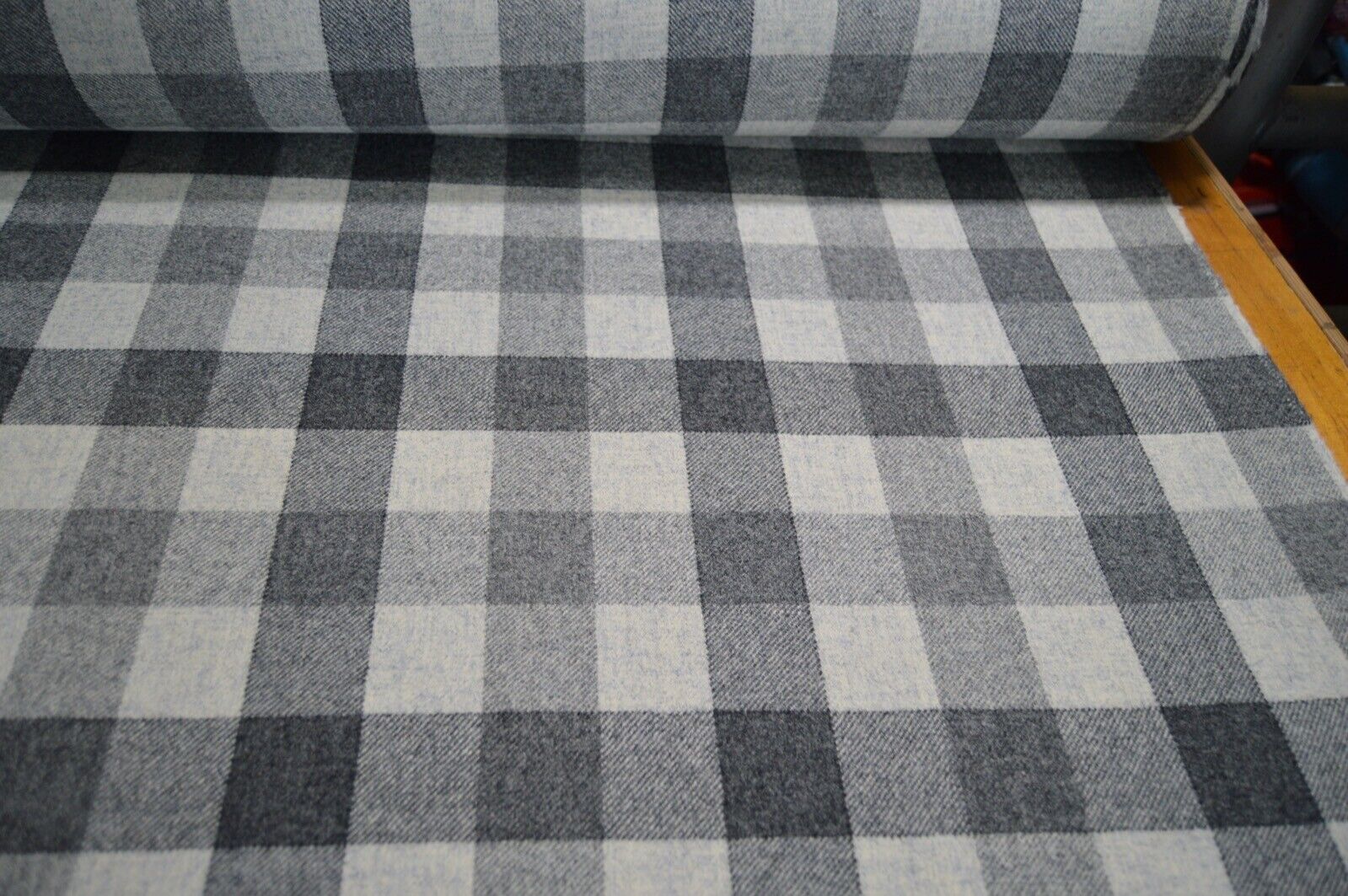 fabric wool upholstery Art of the loom Charcoal Rupert range check plaid - Image 4