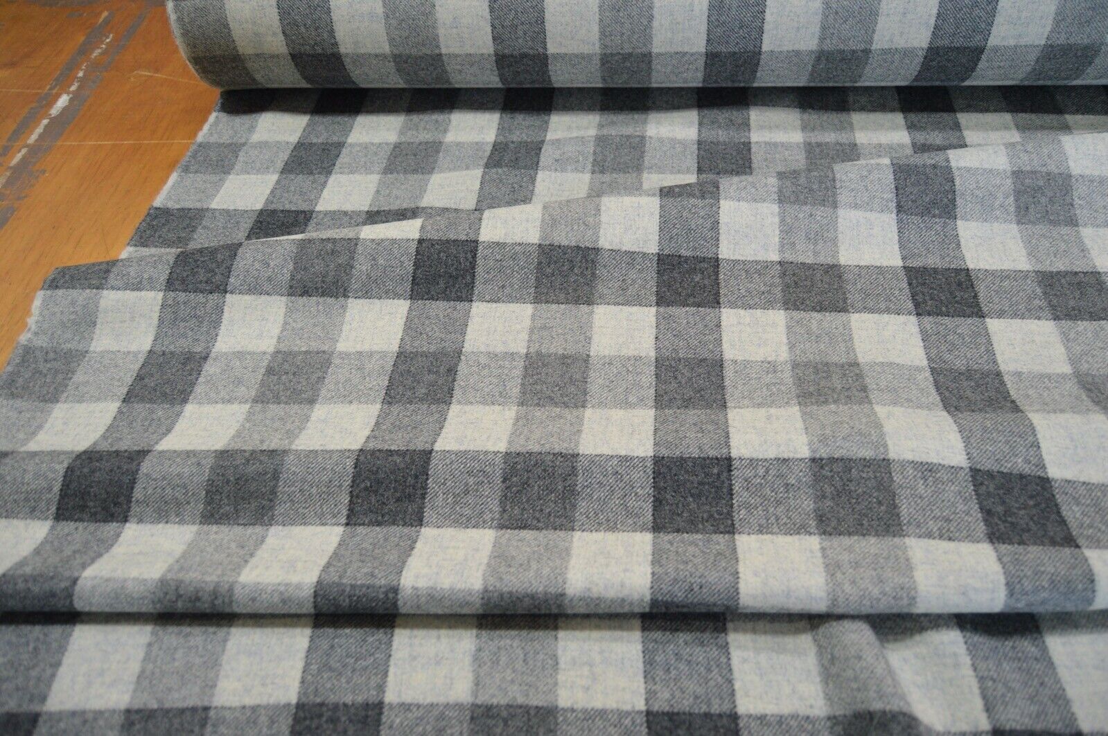 fabric wool upholstery Art of the loom Charcoal Rupert range check plaid - Image 5