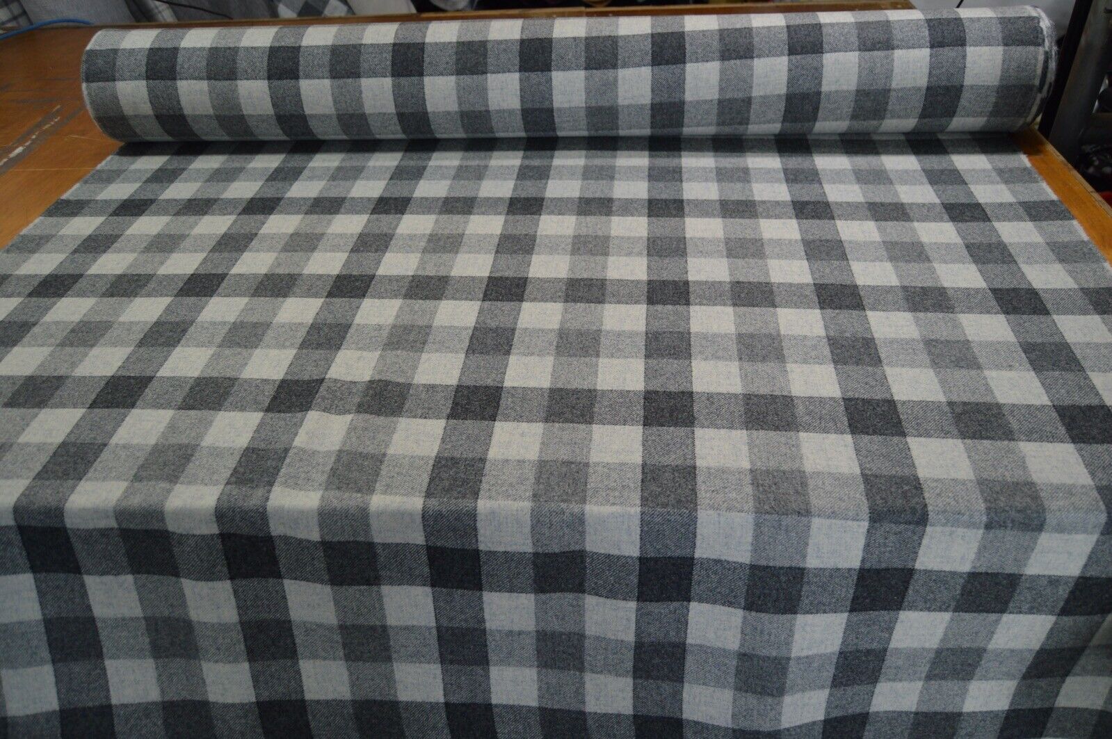 fabric wool upholstery Art of the loom Charcoal Rupert range check plaid