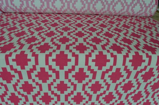 pink grey flat weave upholstery fabric geometric robust durable ideal sofa - Image 3
