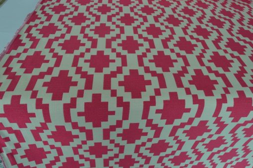 pink grey flat weave upholstery fabric geometric robust durable ideal sofa - Image 4