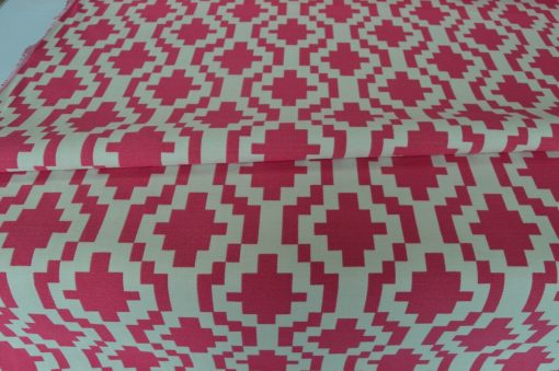 pink grey flat weave upholstery fabric geometric robust durable ideal sofa - Image 7