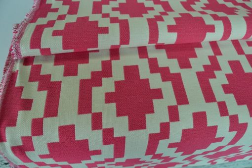pink grey flat weave upholstery fabric geometric robust durable ideal sofa - Image 9