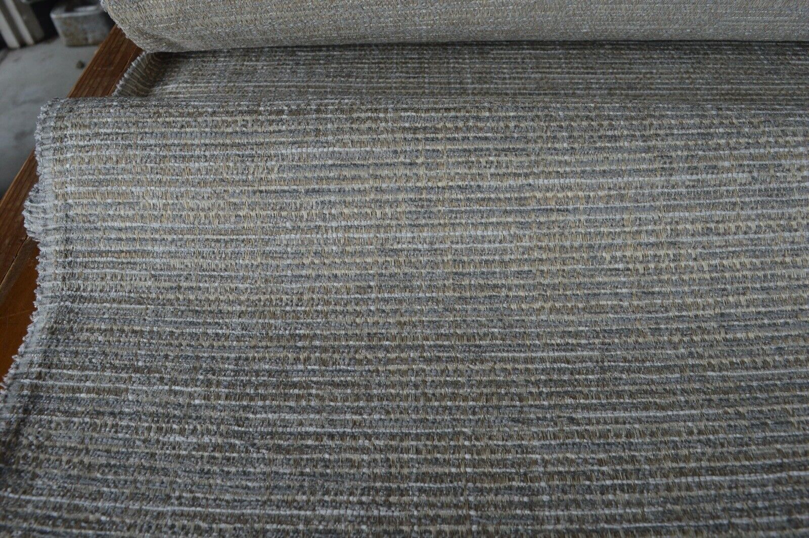 upholstery fabric beige silver gold fleck chenille weave robust durable - Image 3