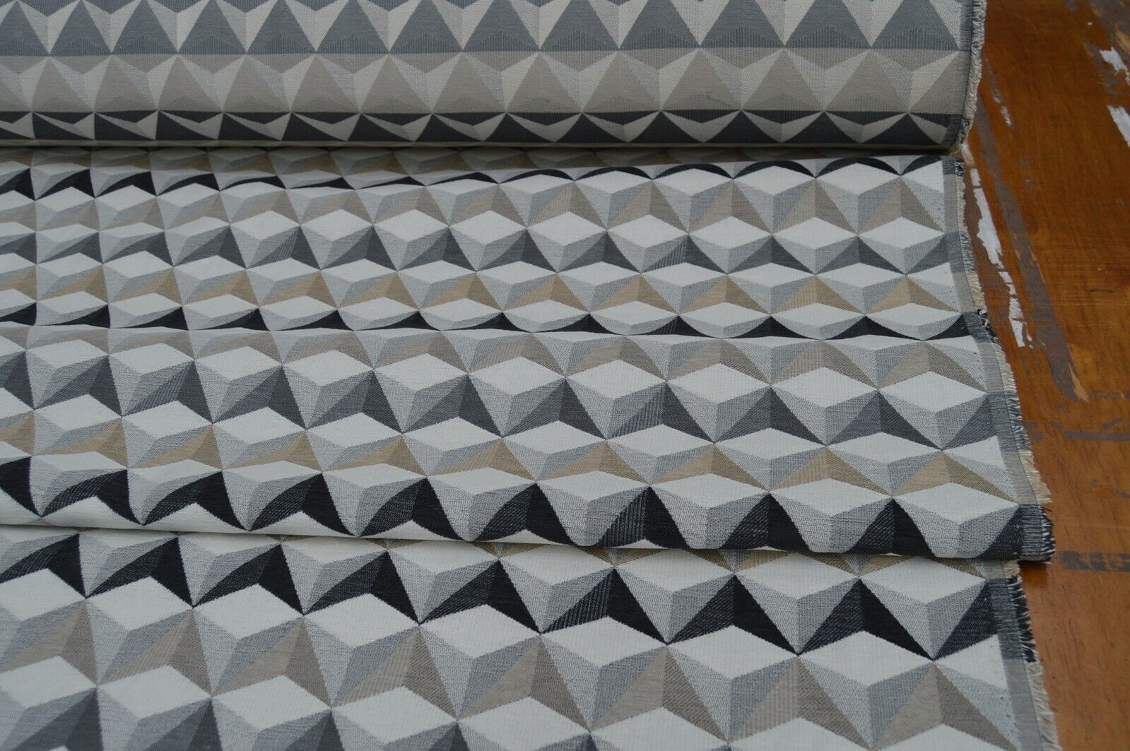 upholstery fabric charcoal grey natural shades geometric chenille robust durable - Image 4