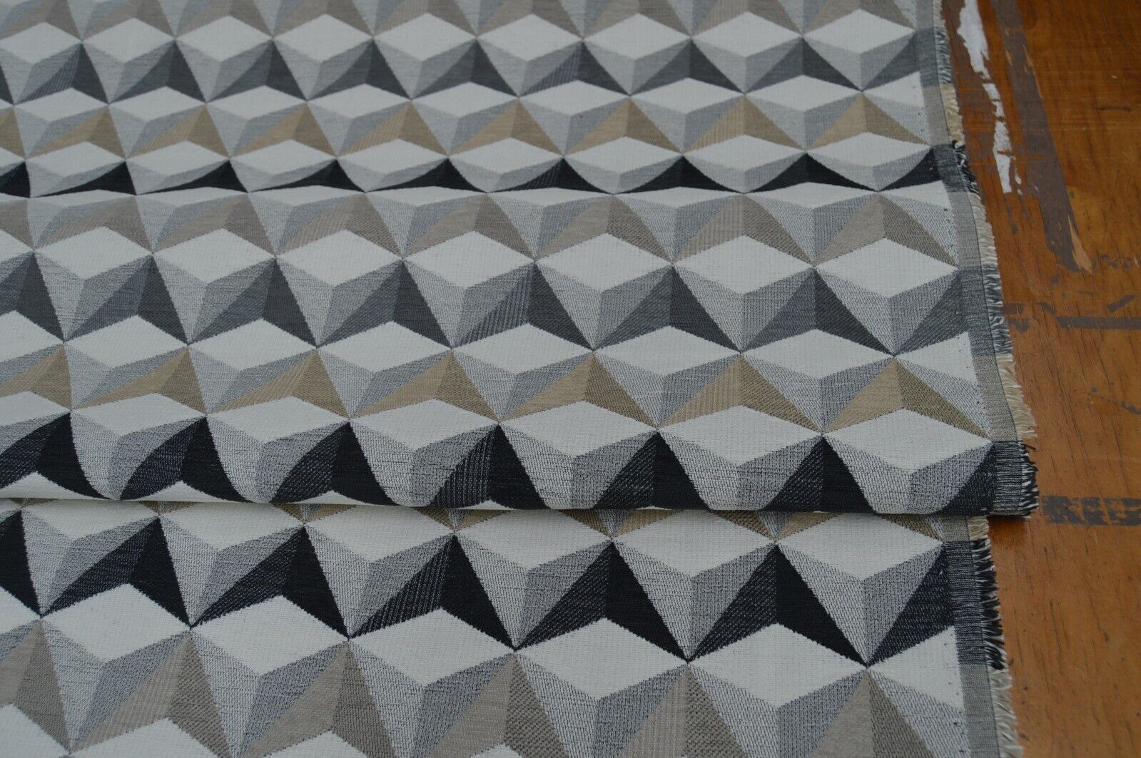 upholstery fabric charcoal grey natural shades geometric chenille robust durable - Image 5