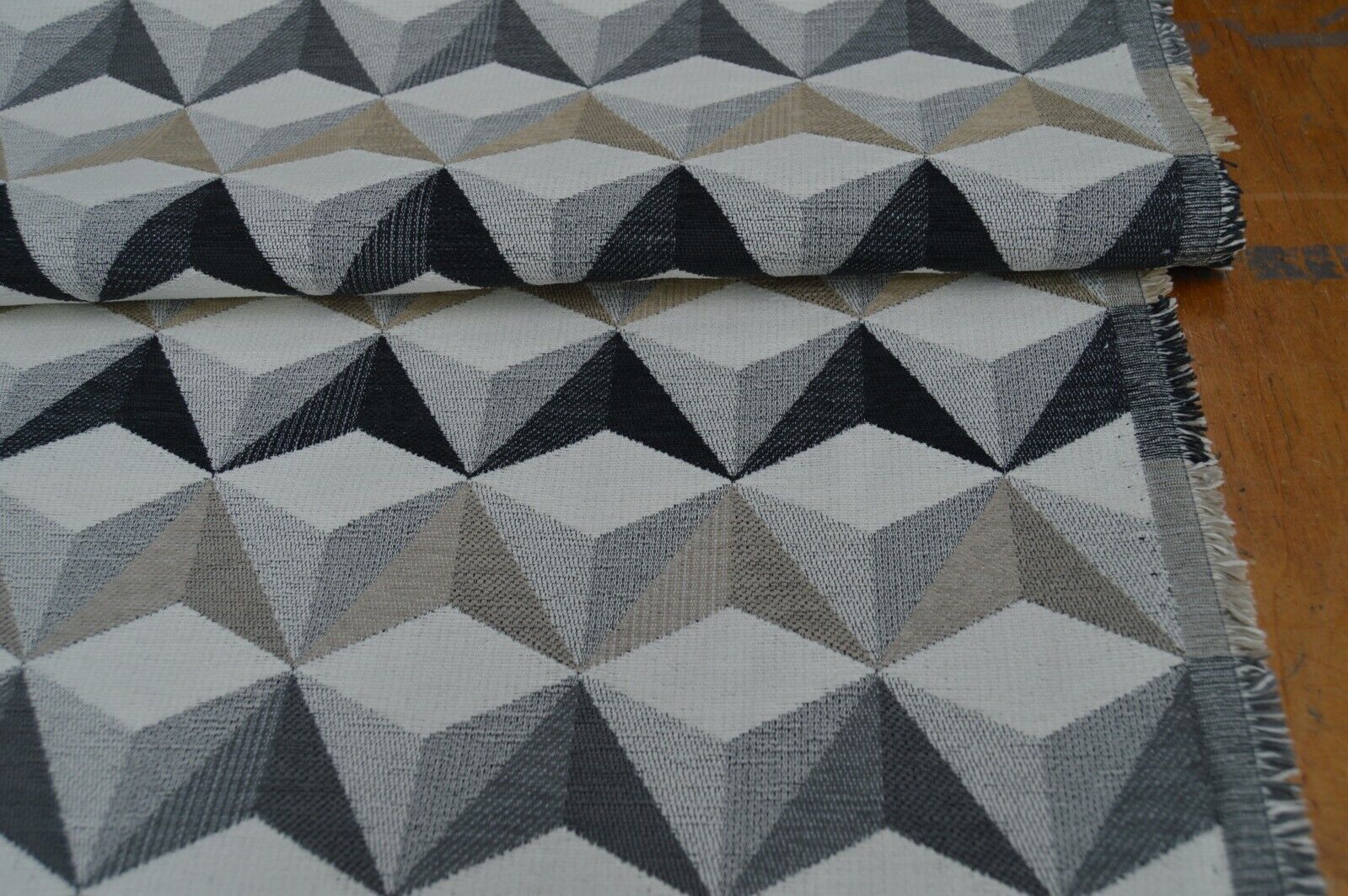 upholstery fabric charcoal grey natural shades geometric chenille robust durable - Image 6