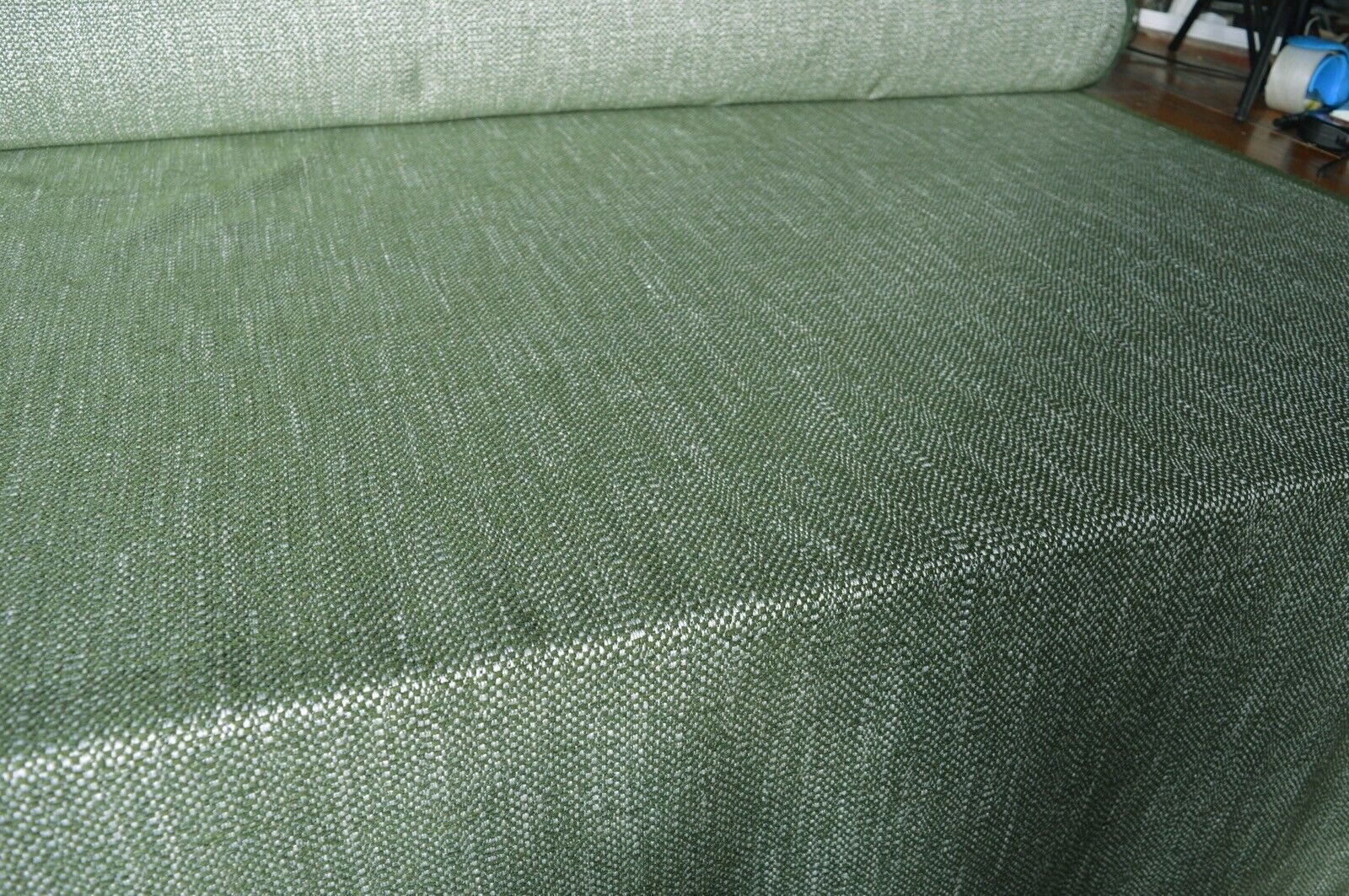 upholstery fabric forest green and cream fleck chenille weave robust durable - Image 5