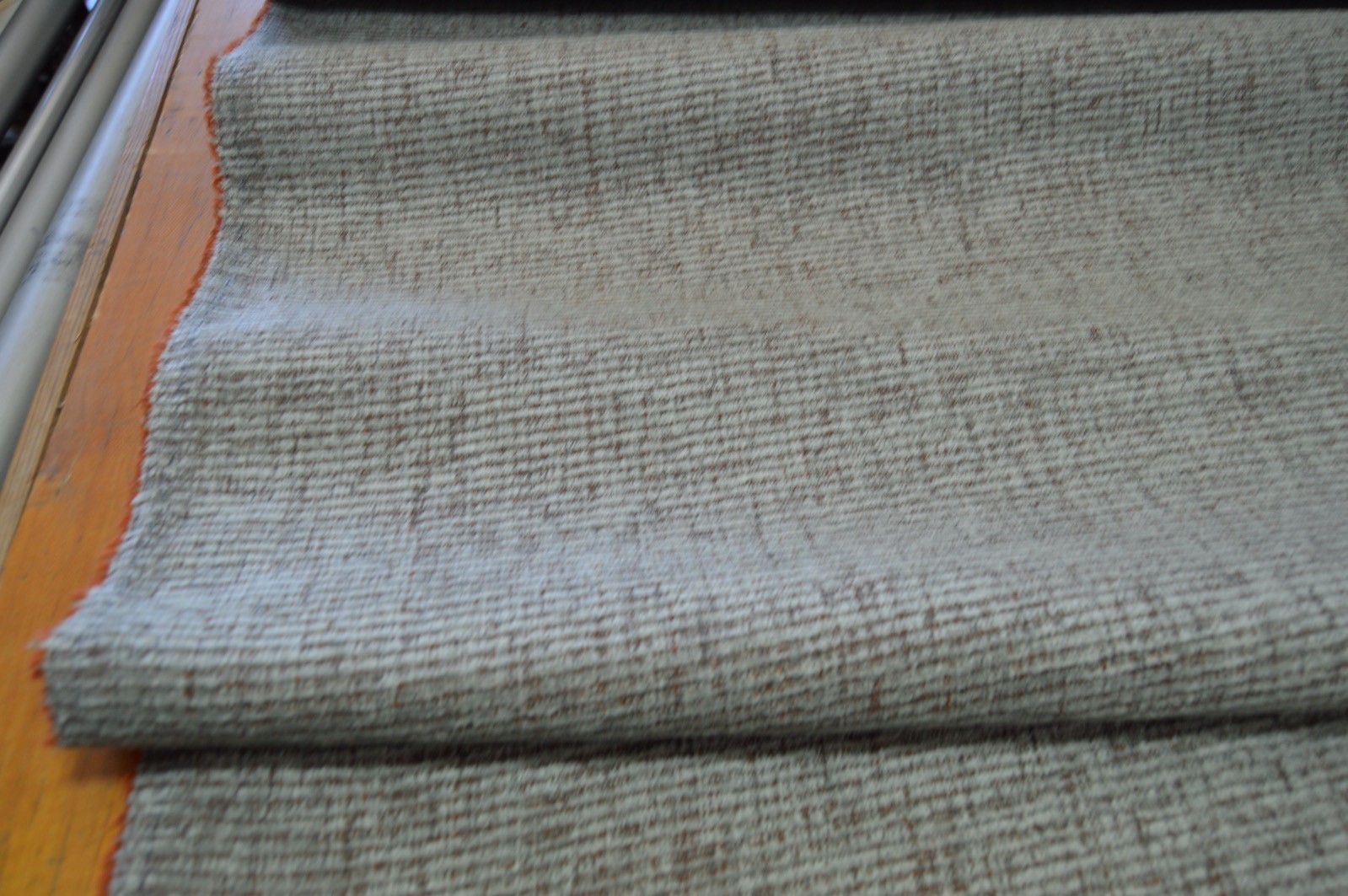 upholstery fabric grey with orange fleck chenille robust durable material - Image 3