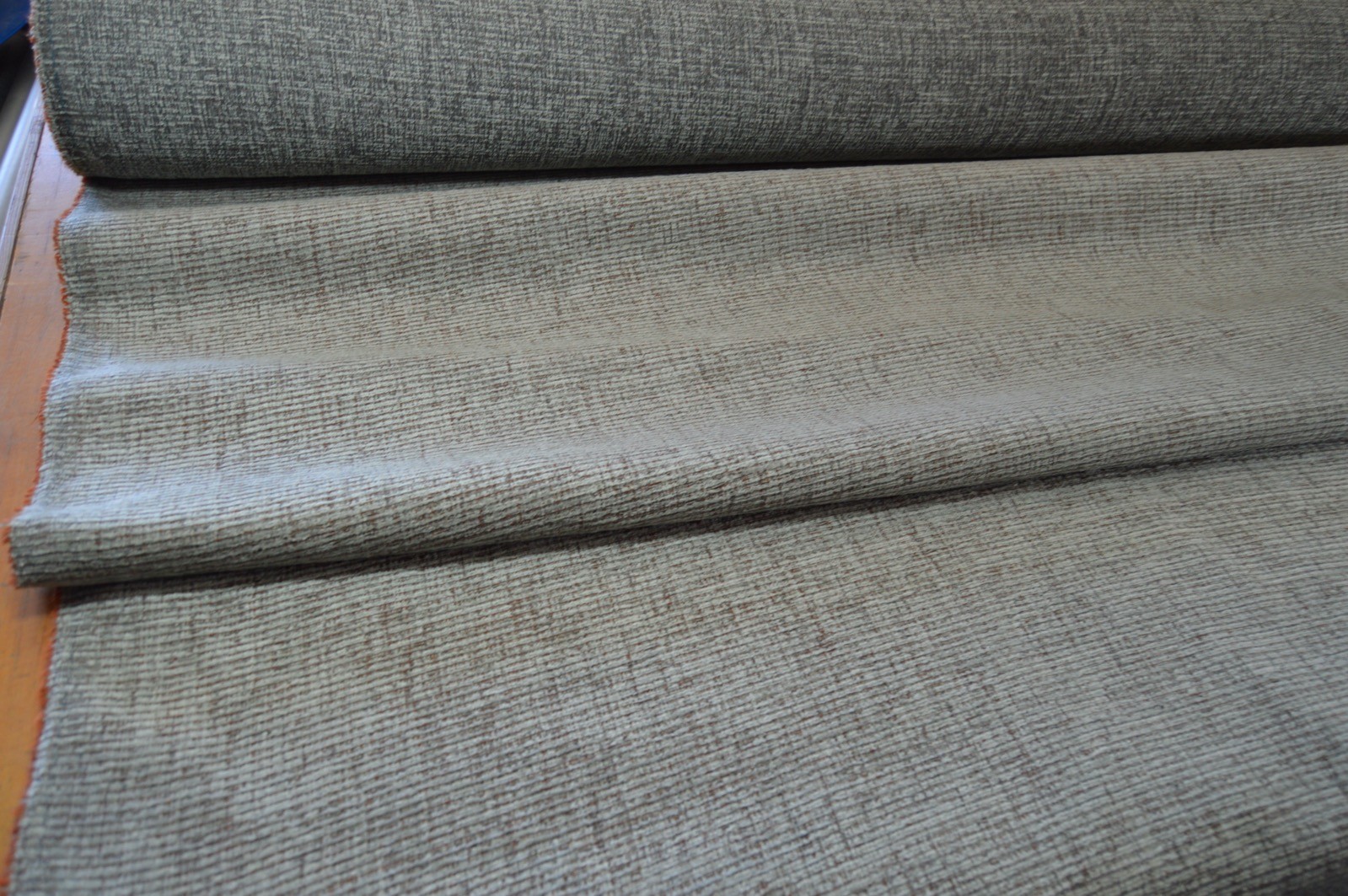 upholstery fabric grey with orange fleck chenille robust durable material - Image 5