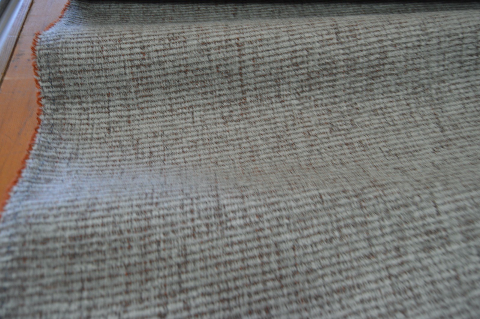 upholstery fabric grey with orange fleck chenille robust durable material - Image 6