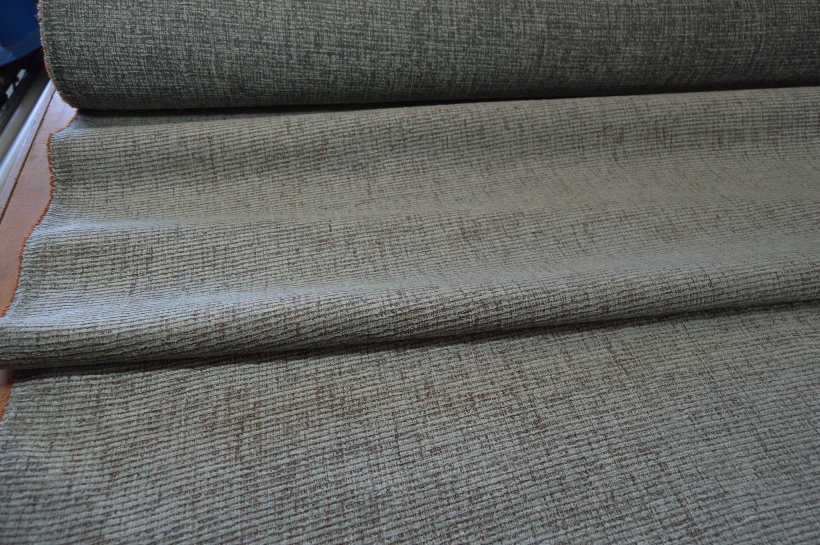 upholstery fabric grey with orange fleck chenille robust durable material