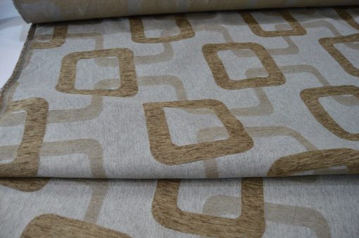beige oatmeal upholstery fabric geometric chenille durable robust - Image 4