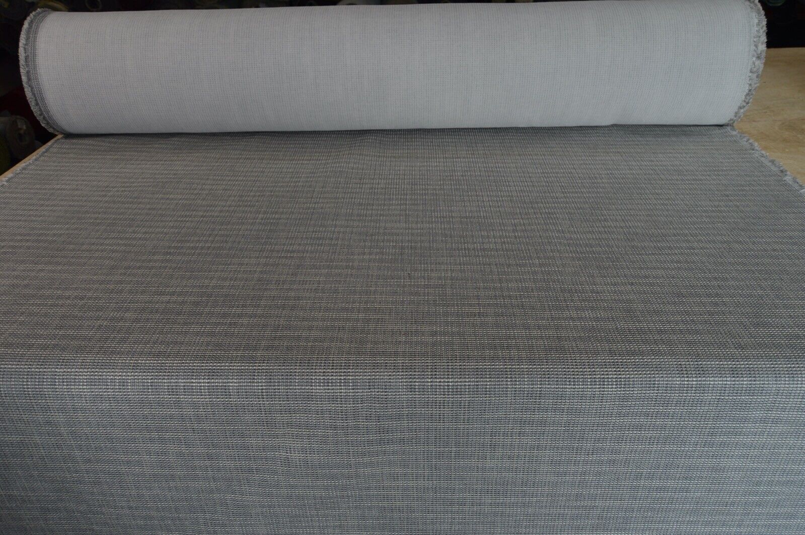 fabric upholstery grey silver cream textured weave material robust durable - Image 6