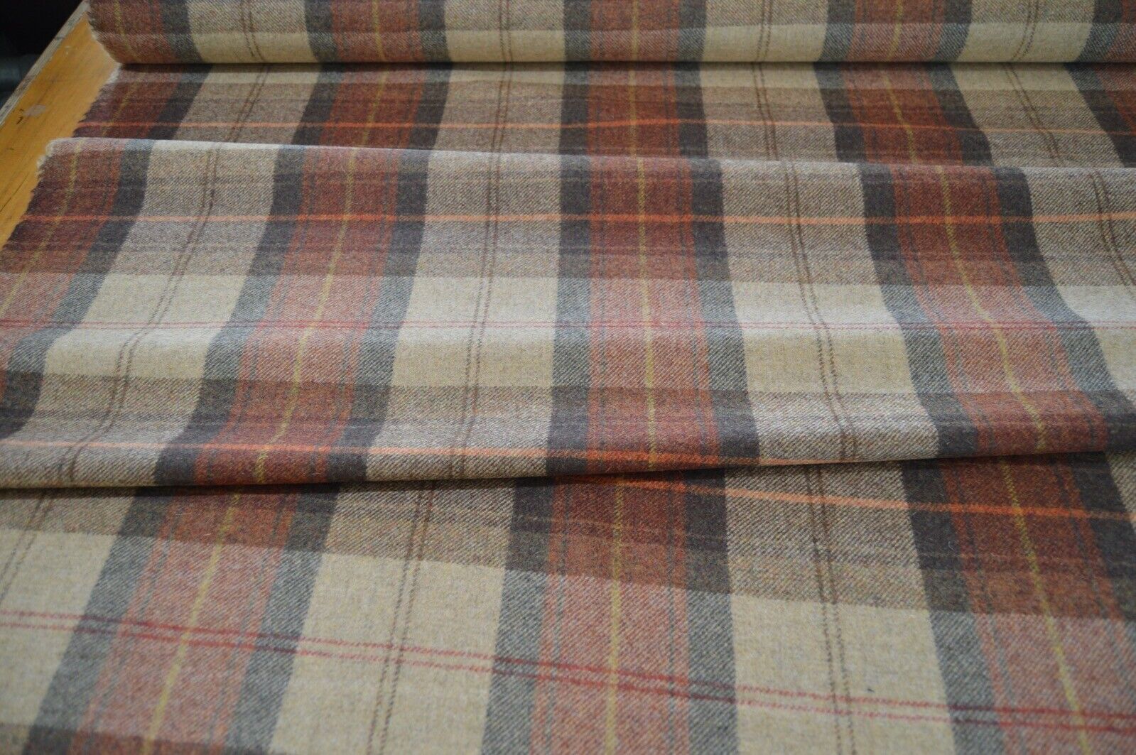 fabric wool upholstery Art of the loom Rosehip wine wool check 3 metre length - Image 5