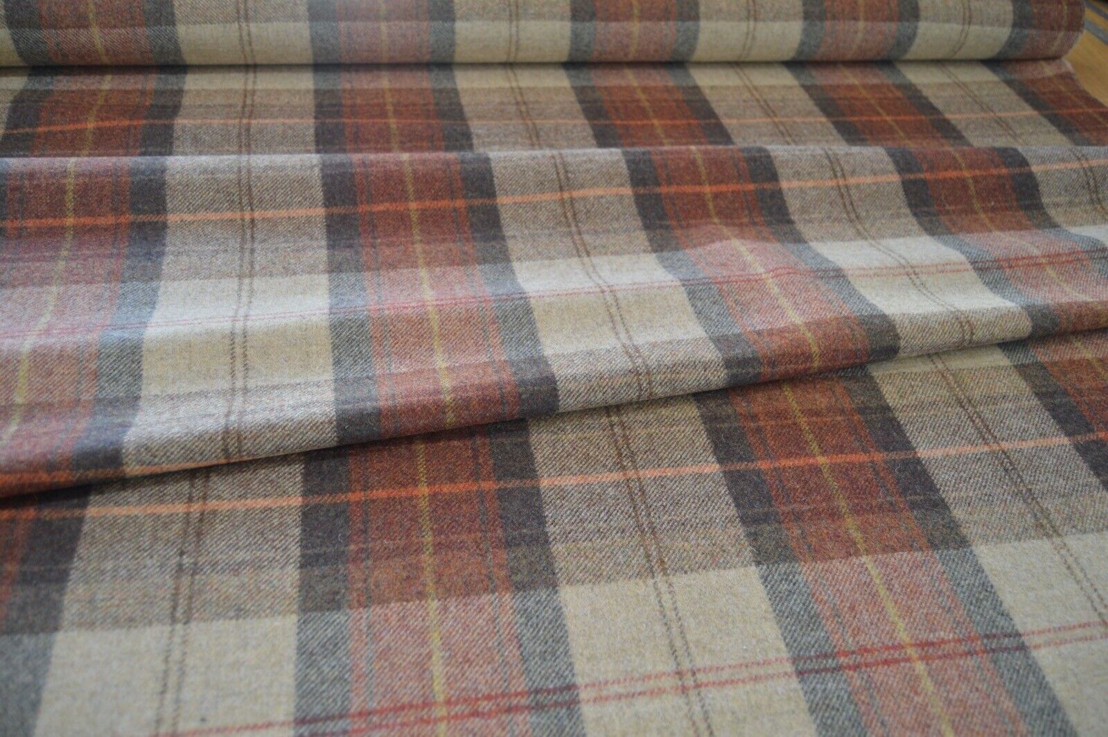 fabric wool upholstery Art of the loom Rosehip wine wool check 3 metre length - Image 6