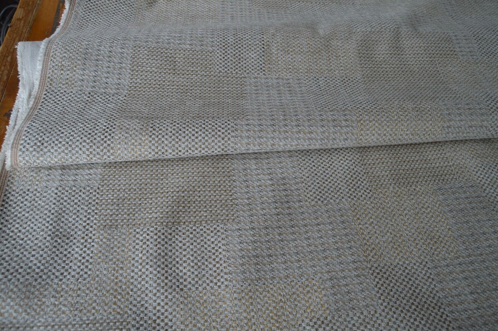 upholstery fabric Fusion Oyster patch chenille cream natural robust durable - Image 5