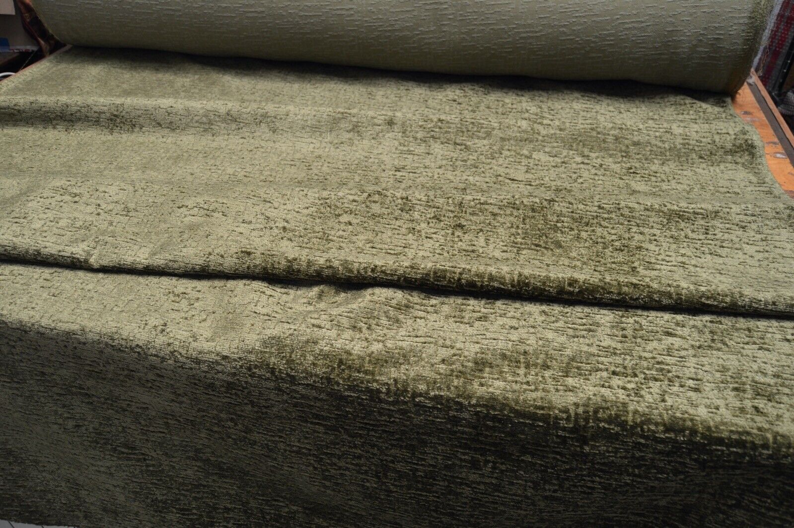 upholstery fabric artichoke green textured chenille robust durable - Image 5