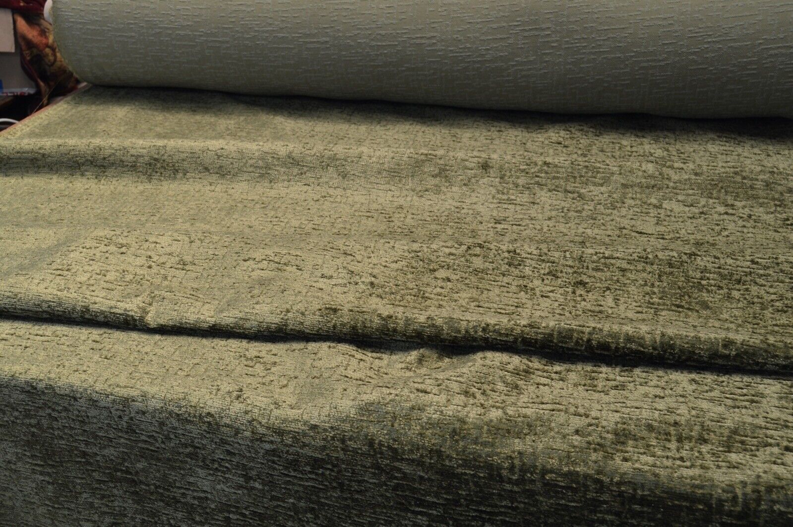 upholstery fabric artichoke green textured chenille robust durable - Image 8