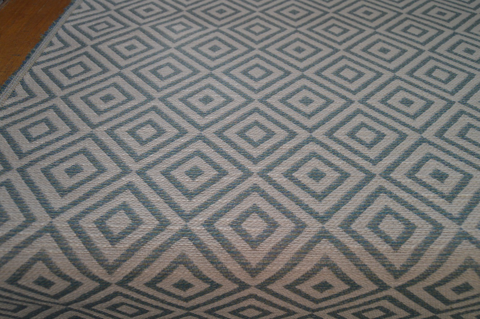 upholstery fabric duck egg cream geometric flat weave thick & robust - Image 6