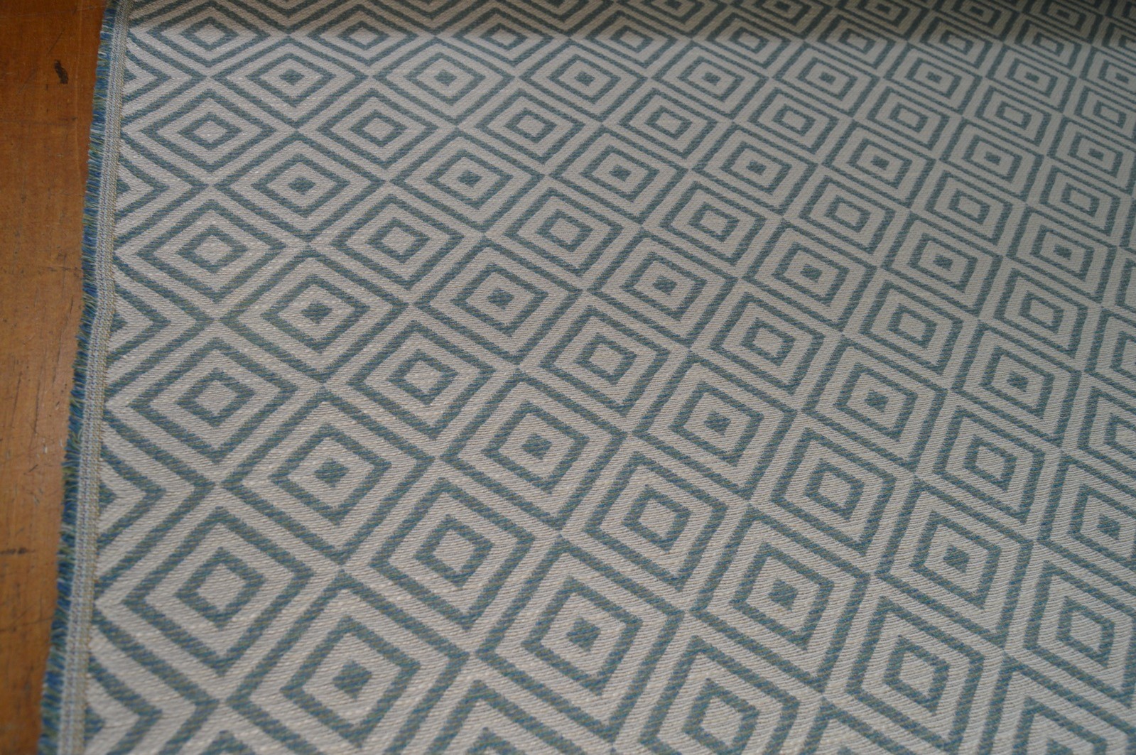 upholstery fabric duck egg cream geometric flat weave thick & robust - Image 7