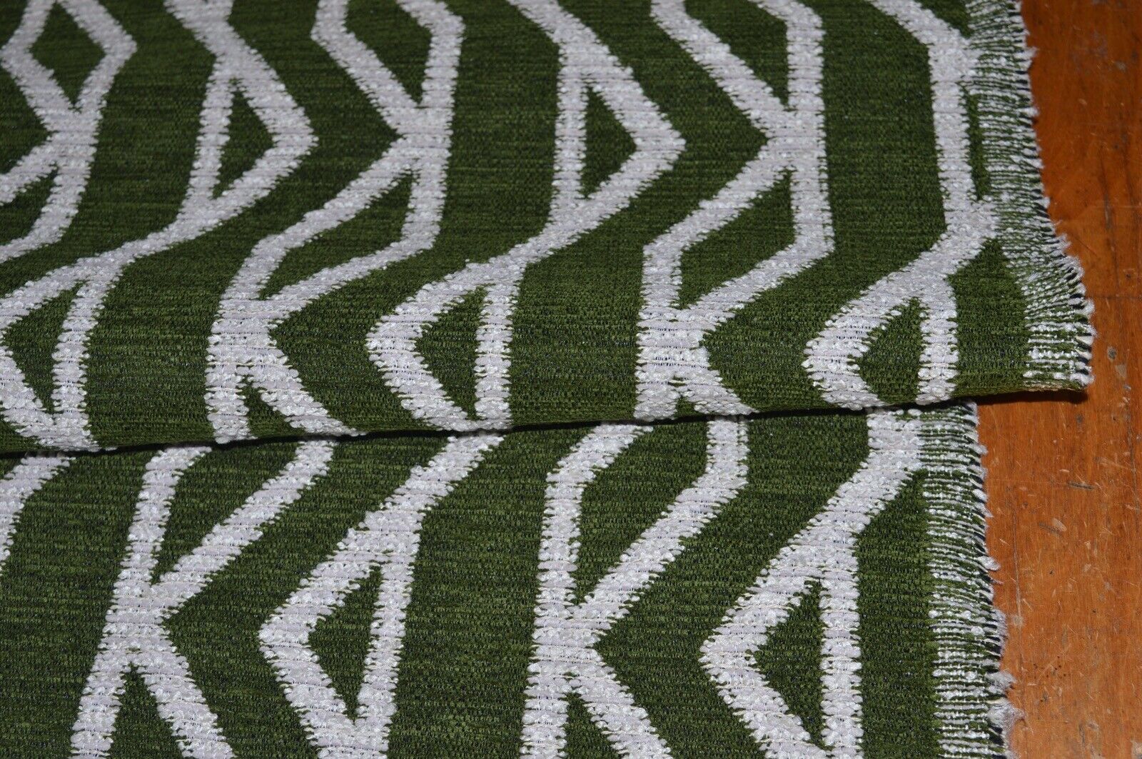 upholstery fabric green cream geometric soft feel chenille weave robust durable - Image 6