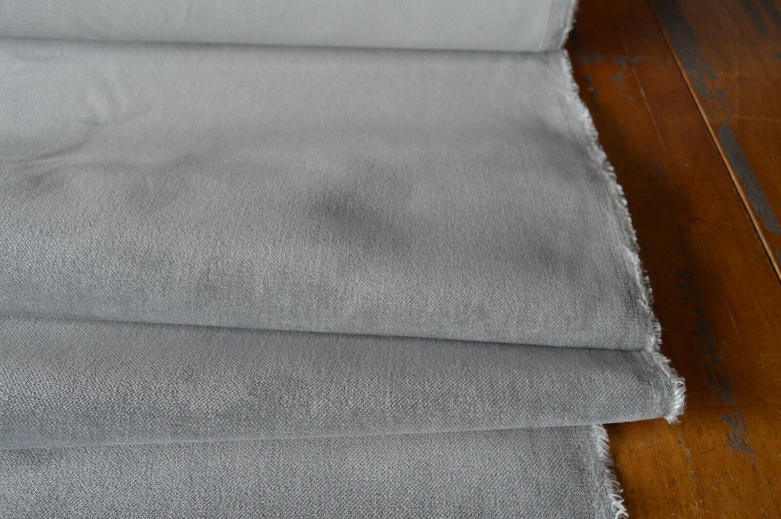 upholstery fabric pale silver super soft feel velvety chenille robust - Image 5