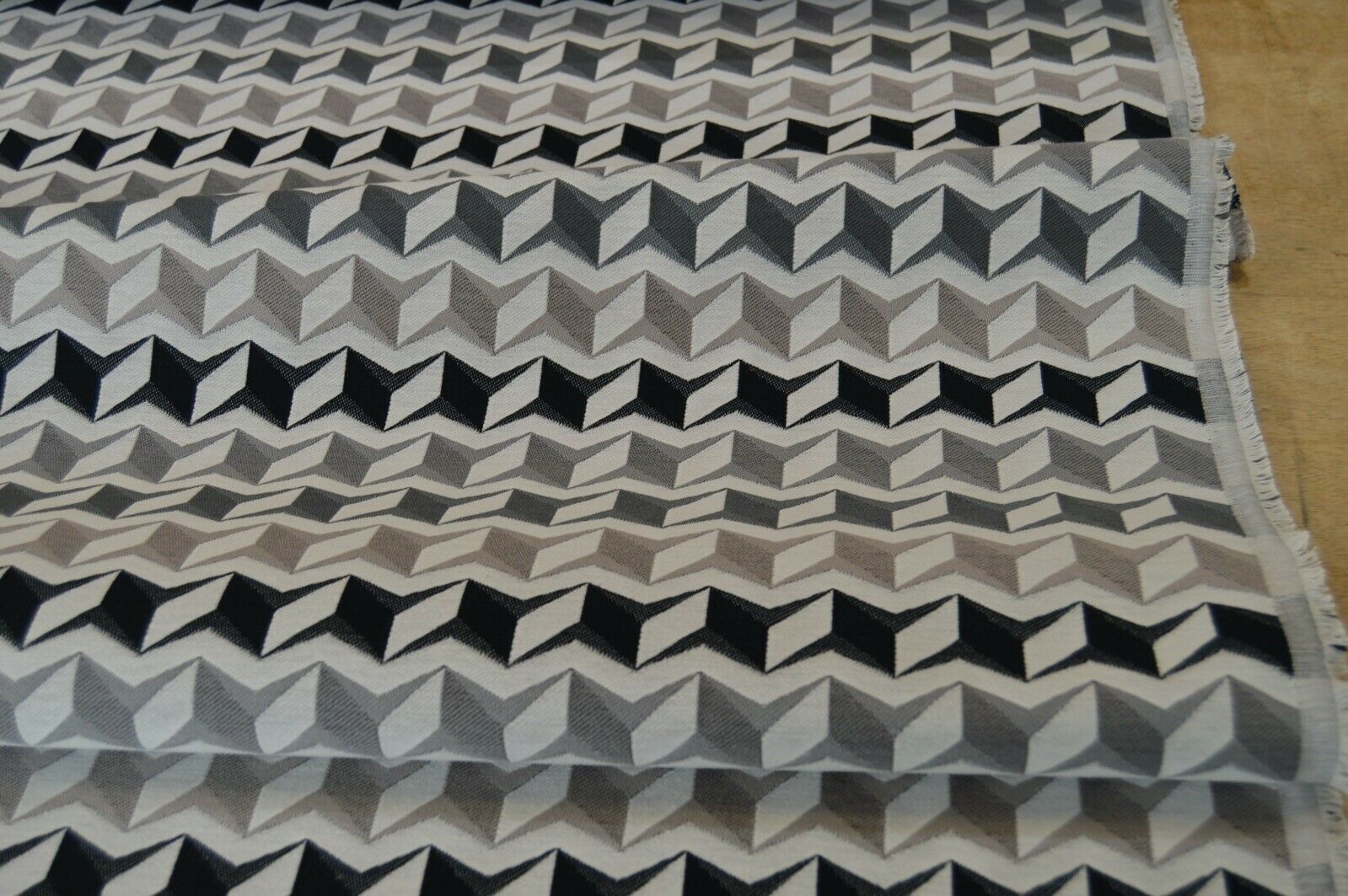 fabric upholstery black grey silver geometric flat weave robust durable thick - Image 7